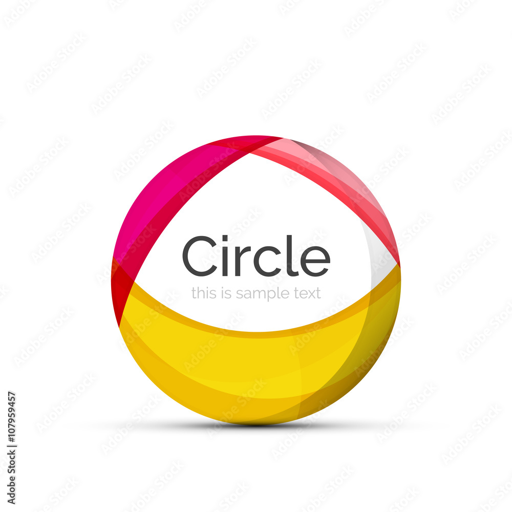 Circle logo. Transparent overlapping swirl shapes. Modern clean business icon Circle logo. Transparent overlapping swirl shapes. Modern clean business icon