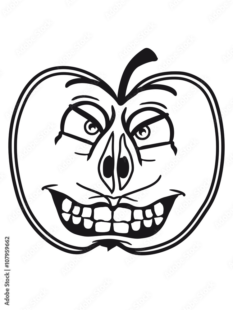 Fototapeta premium horror halloween monster face half sliced apple grin ugly grimace