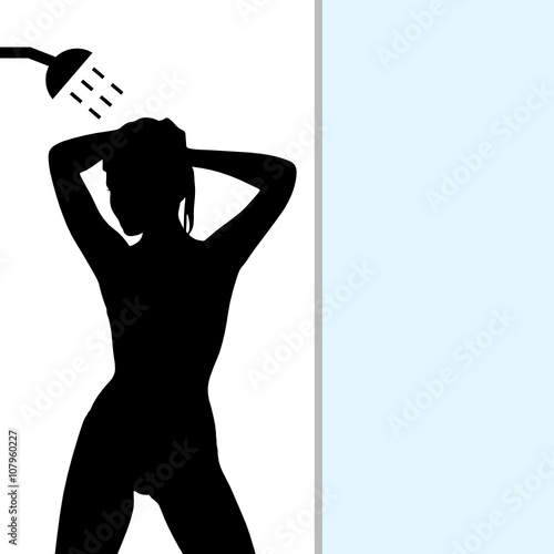 girl shower silhouette illustration
