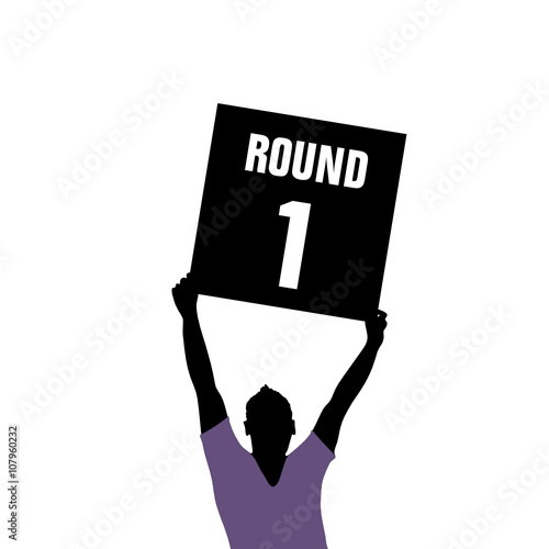 man holding sign of round illustration