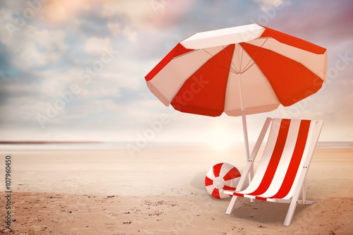 Εκτύπωση καμβά Image of sun lounger and sunshade