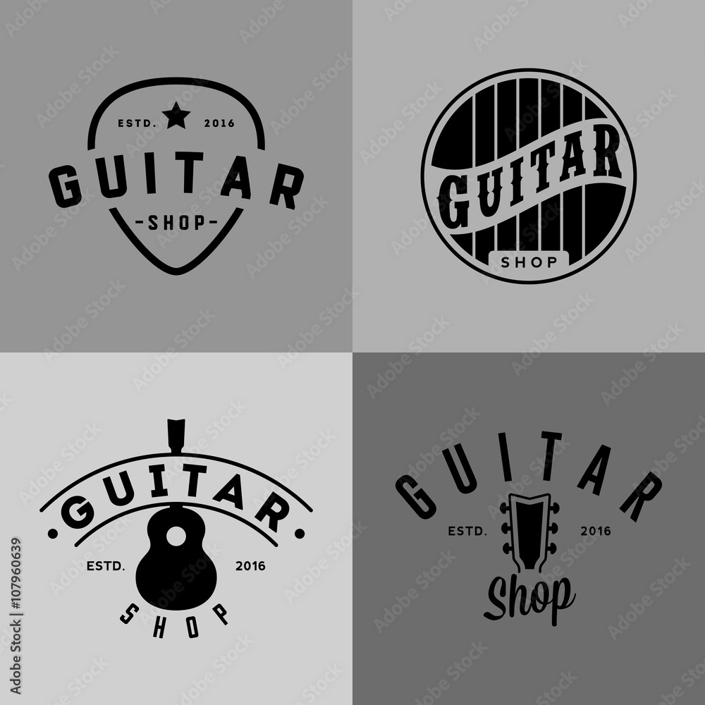 Obraz premium Retro styled guitar shop logo