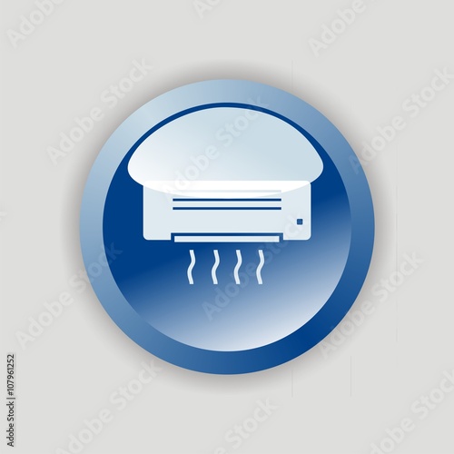 Icono de aire acondicionado sobre fondo azul. Ilustración vectorial
