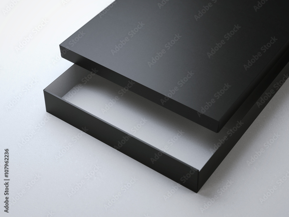 Opened black cardboard package Opened black cardboard package