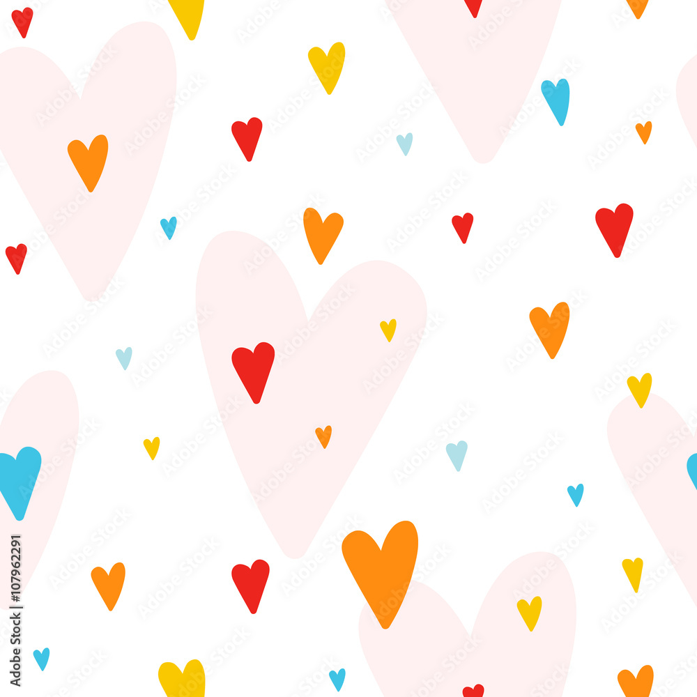 Vector seamless pattern with colorful hearts