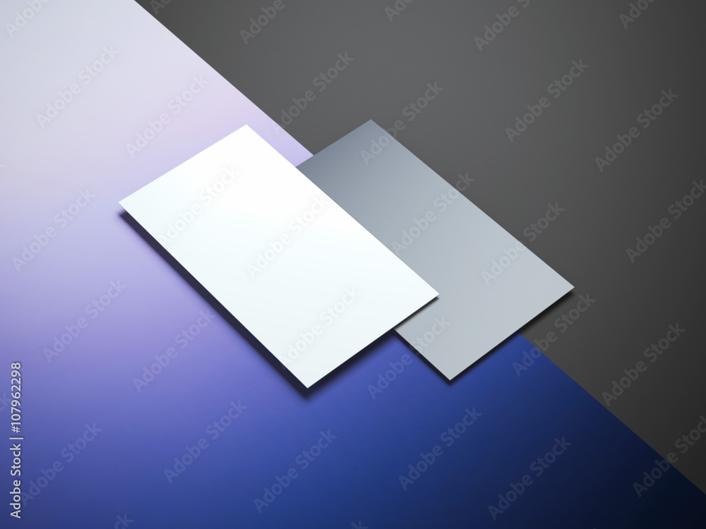 Two business cards on a color surface Two business cards on a color surface
