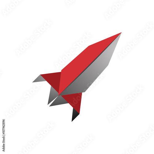 Rocket Origami Plane Launch Logo Illustration
