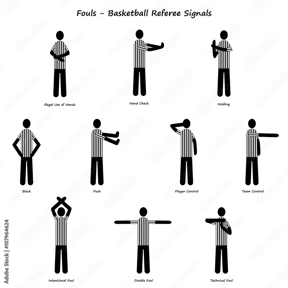 Basketball Ref Signals Fouls Stock Illustration | Adobe Stock