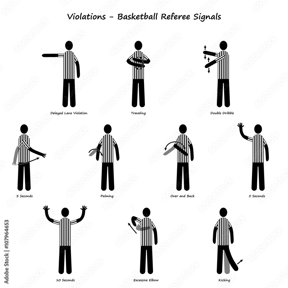 Basketball Ref Signals Violations Stock-Illustration | Adobe Stock