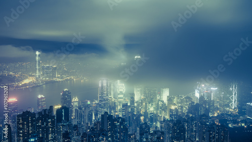 Wallpaper Mural Urban fog View of Hong Kong from Victoria peak Torontodigital.ca