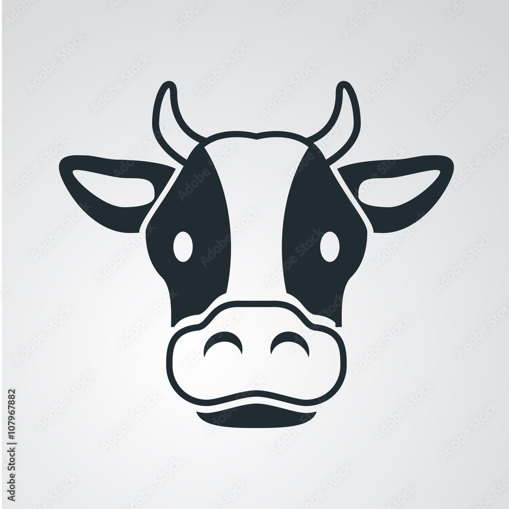 Icono plano cabeza de vaca en fondo degradado #1 Stock Vector | Adobe Stock