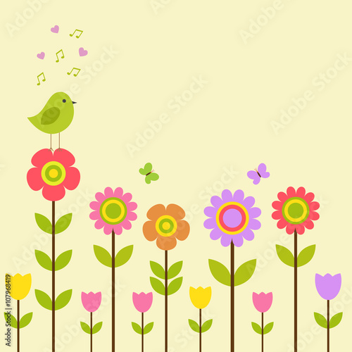 Fototapeta Naklejka Na Ścianę i Meble -  Vector greeting card for the spring theme.