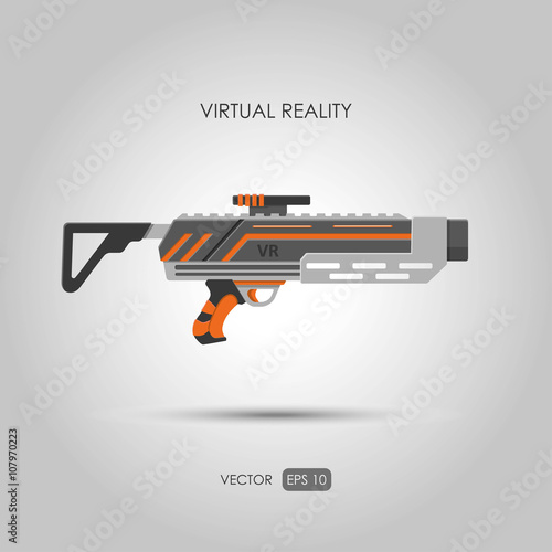 Missile. Gun for virtual reality system. Video game weapons. 
