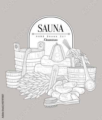 Sauna Set Vintage Sketch