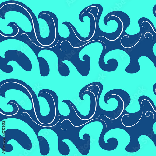 decorative pattern of abstract waves curls hand-drawn