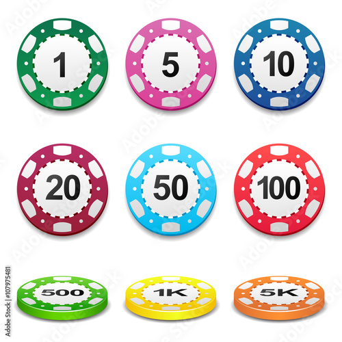 Gambling casino poker stack chips color sign