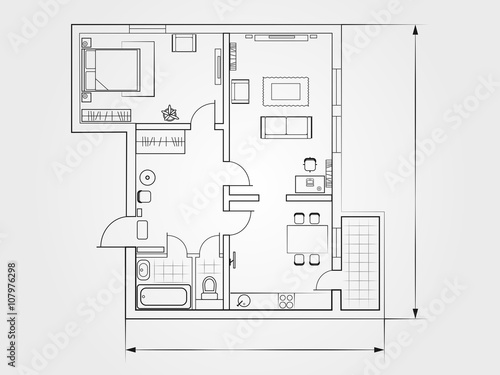 the architectural plan. a bright background. top view