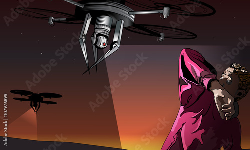 Drone chasing man