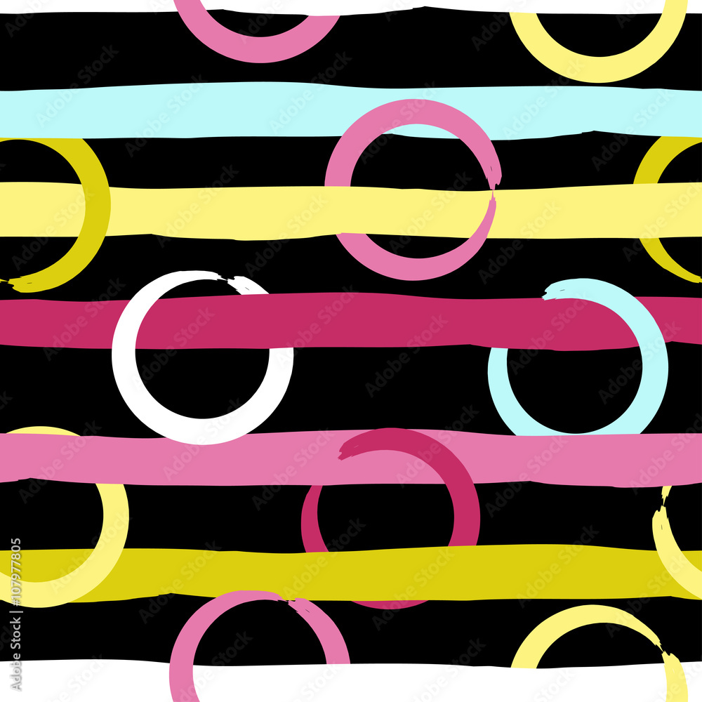Cute vector geometric seamless pattern . Polka dots and stripes. Brush strokes. Hand drawn grunge texture. Abstract forms. Endless texture can be used for printing onto fabric or paper Cute vector geometric seamless pattern . Polka dots and stripes. Brush strokes. Hand drawn grunge texture. Abstract forms. Endless texture can be used for printing onto fabric or paper