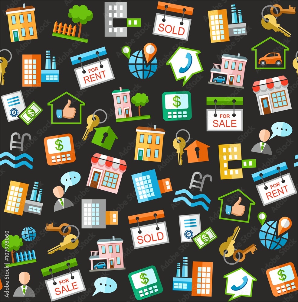 Property and real estate services, black background. Property and real estate services, black background.