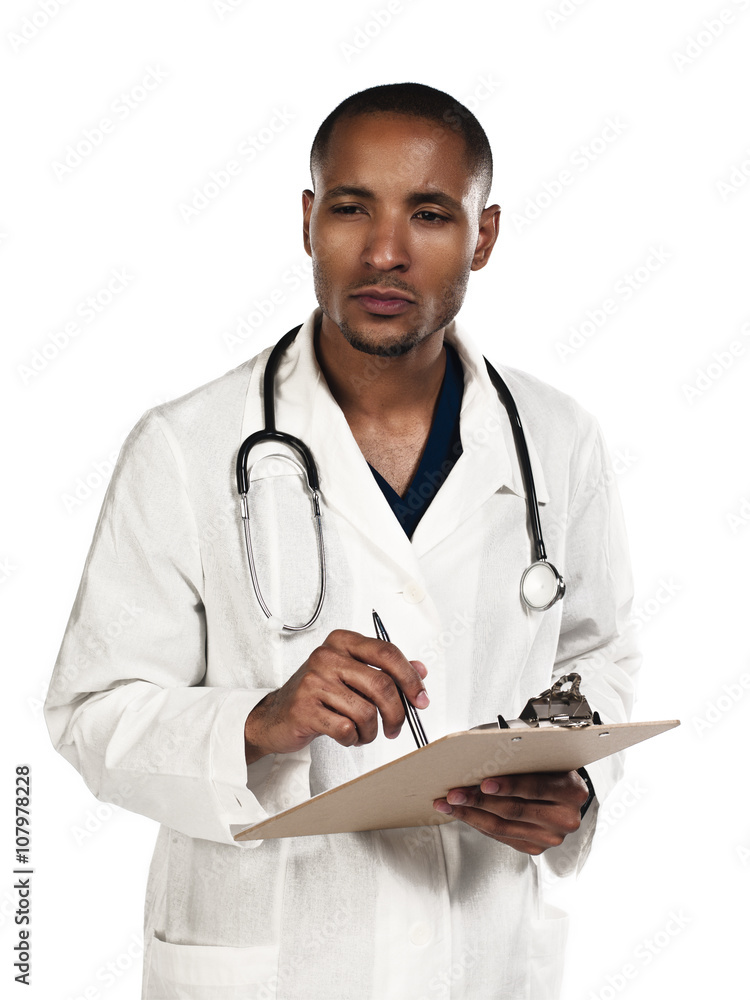 thoughtful young doctor making notes. thoughtful young doctor making notes.