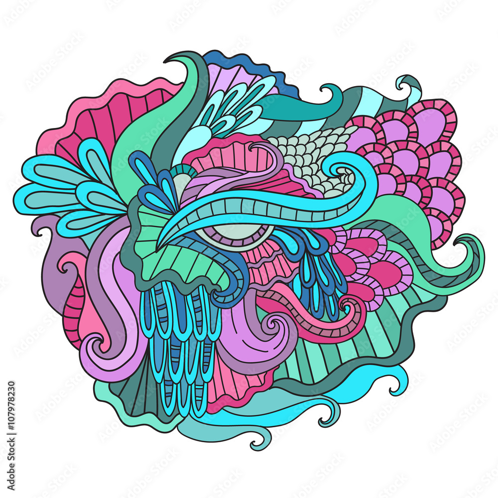 Colorful decorative hand drawn doodle nature ornamental curl vector sketchy pattern.