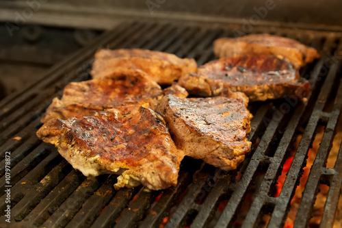 steak broiled on a barbecue