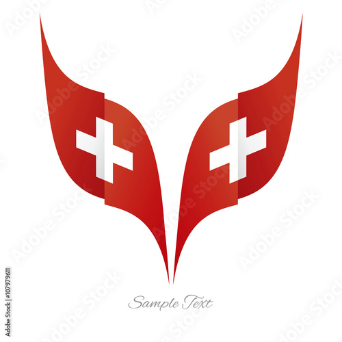 Abstract Swiss eagle flag ribbon logo white background
