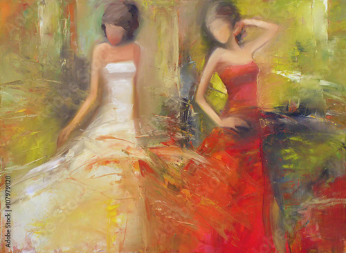 Female figures handmade painting