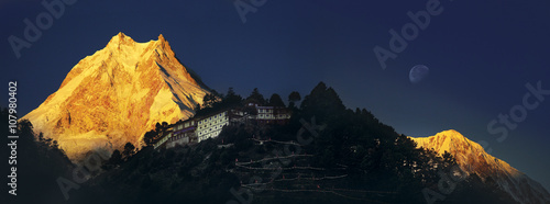 Himalayas. Ribum monastery. Nepal. Manaslu region.