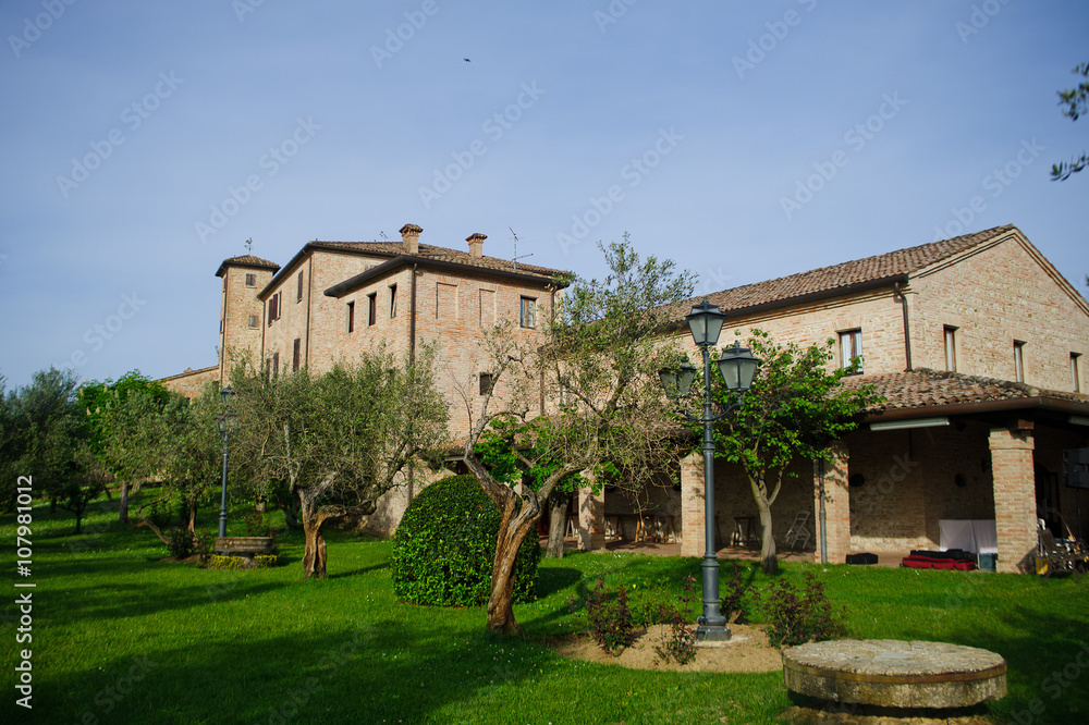 Ancient beautiful Italian villa with olives