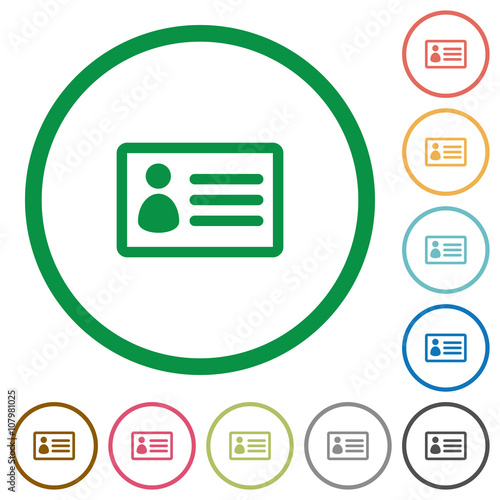 ID card outlined flat icons