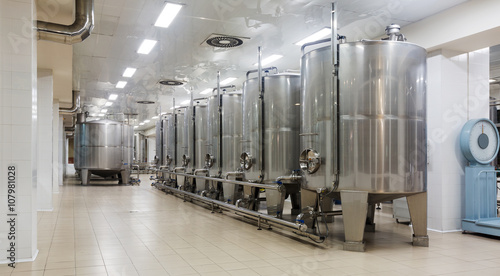 Canvas Print Wine cisterns under temperature control in winery