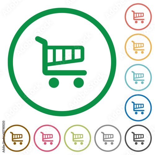 Shopping cart outlined flat icons