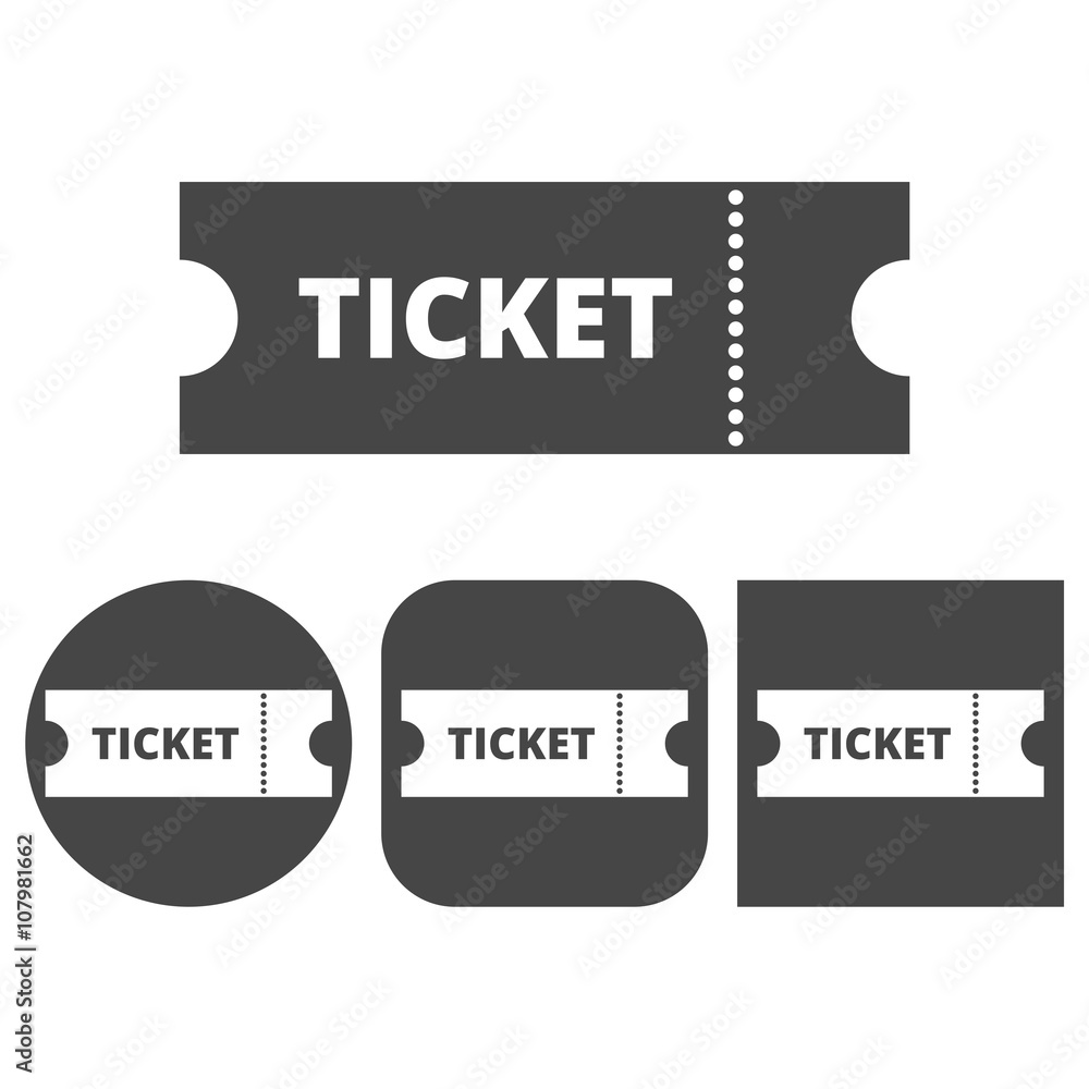 The ticket icon, Ticket symbol - vector icons set The ticket icon, Ticket symbol - vector icons set