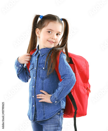Little girl with red back p...