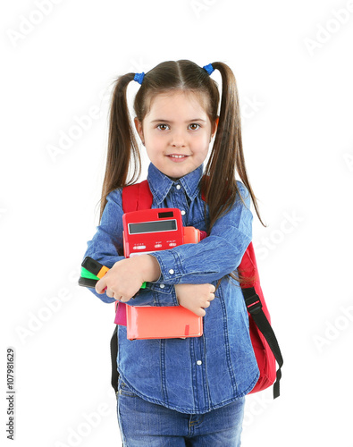 Little girl with red back p...