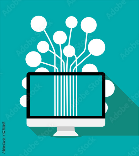 Detailed responsive desktop computer with paths