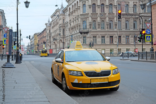 St. Petersburg, Russia - March, 13, 2016: Taxi on the parking in St. Petersburg, Russia. © Dmitry Vereshchagin