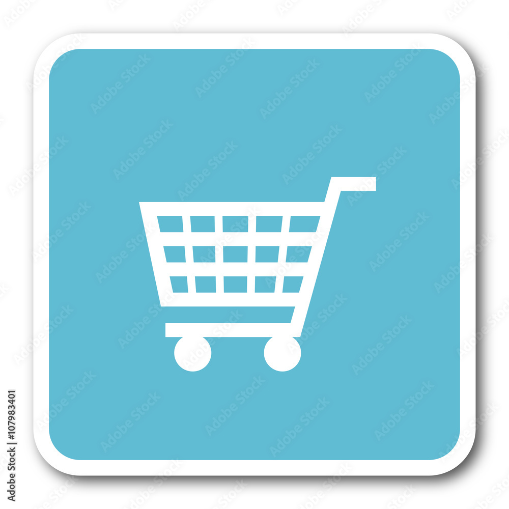 cart blue square internet flat design icon cart blue square internet flat design icon