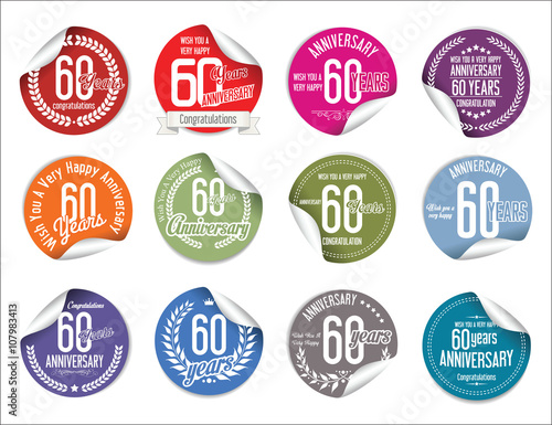 Anniversary modern tag and stickers collection 