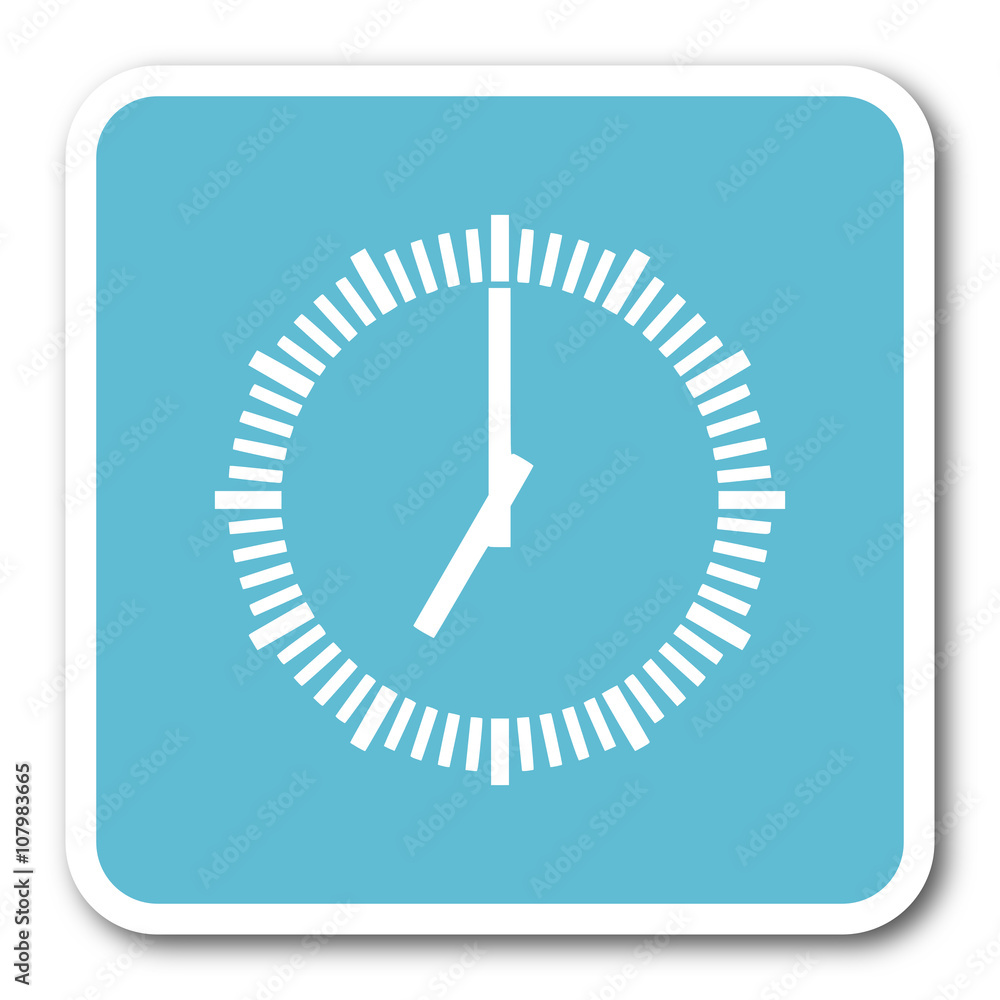 time blue square internet flat design icon time blue square internet flat design icon