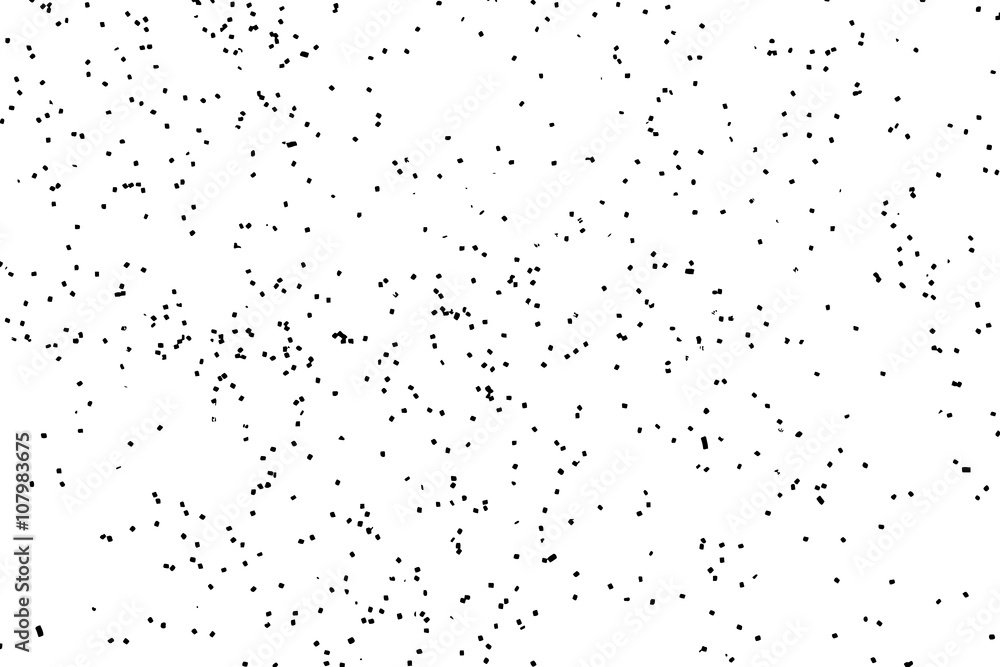 Splatter background. Black glitter blow explosion and splats on white background. Sprinkles spray drops. Grunge sparkles, blots and splashes. Grungy distress texture.