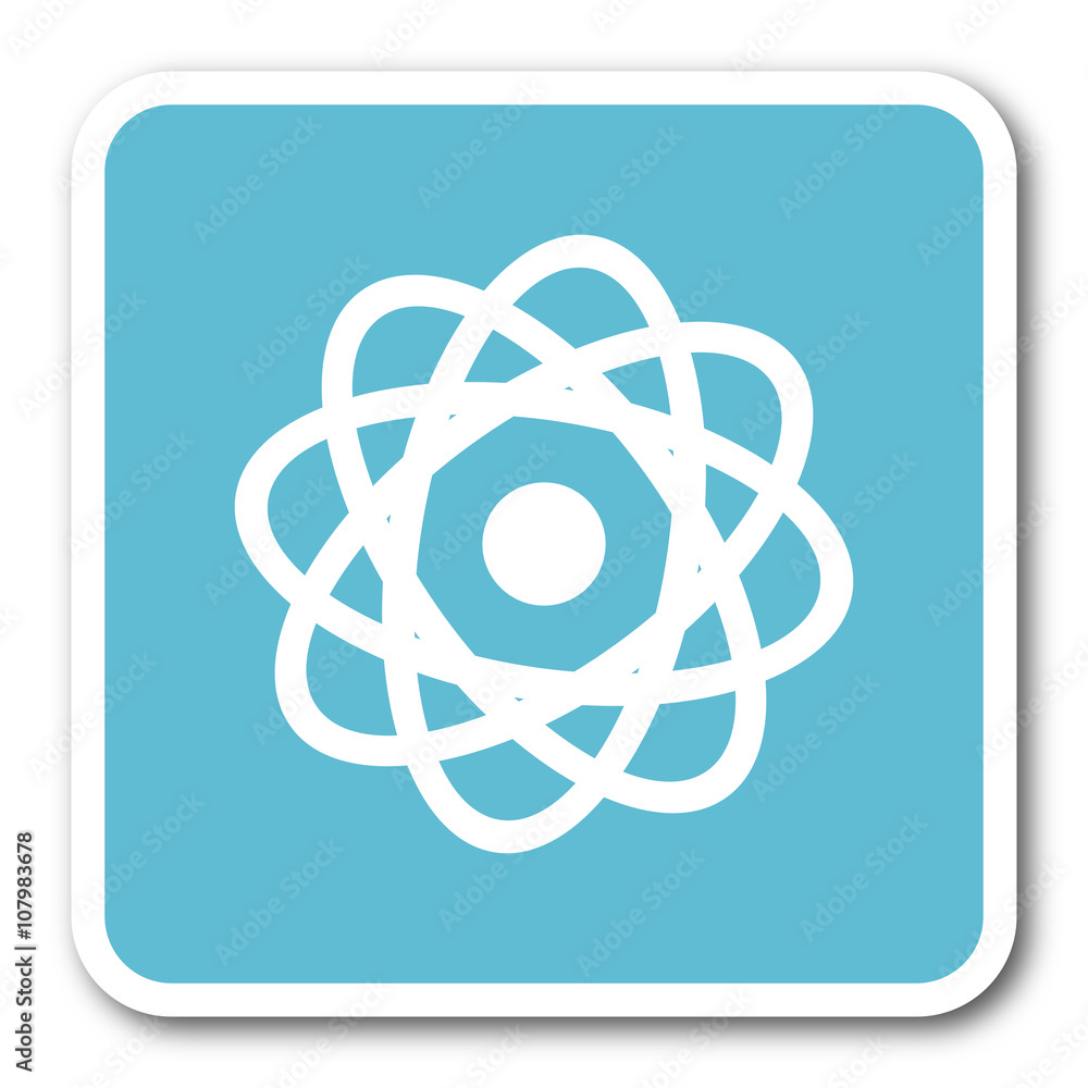 atom blue square internet flat design icon atom blue square internet flat design icon