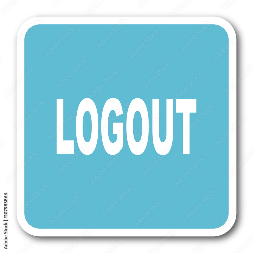 logout blue square internet flat design icon logout blue square internet flat design icon