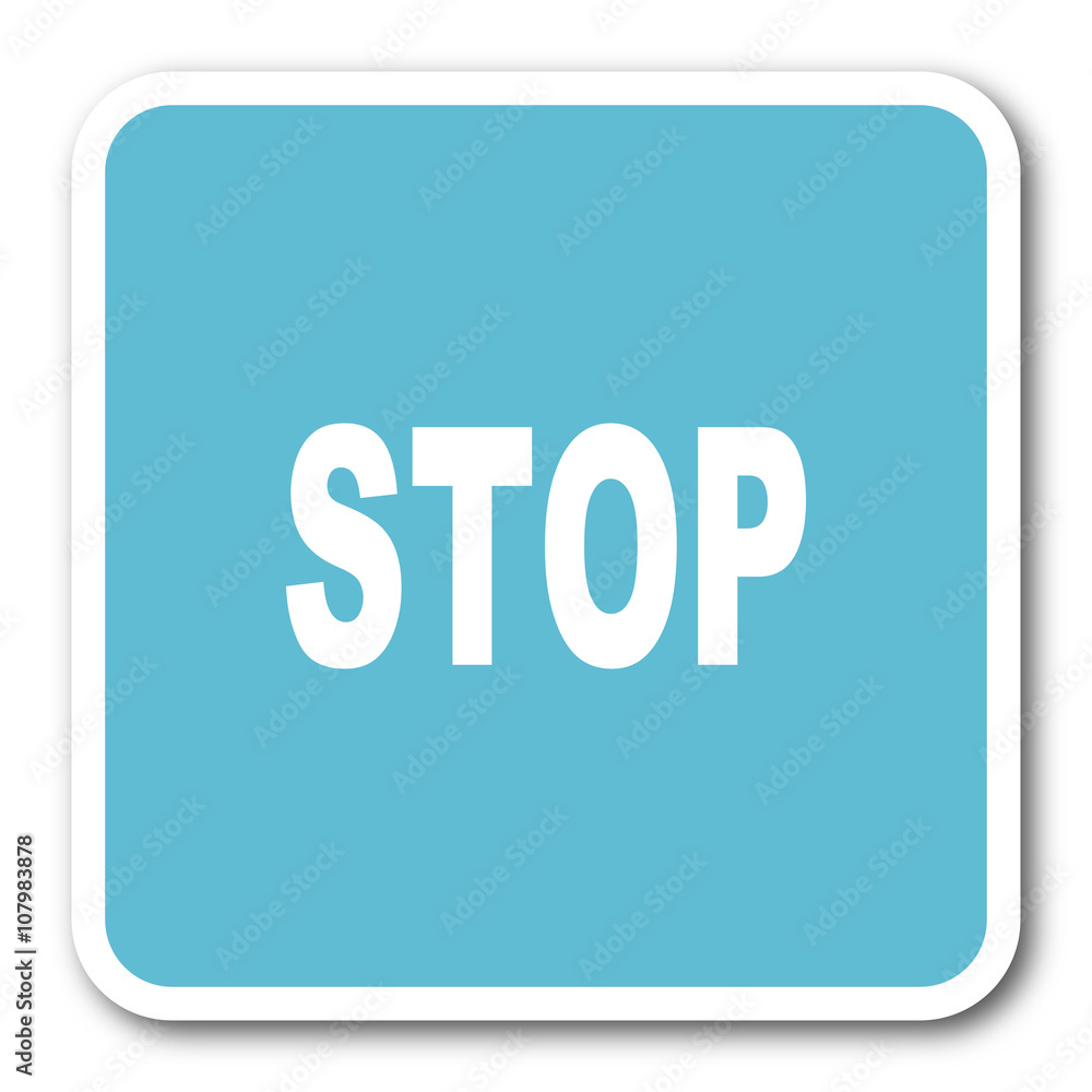 stop blue square internet flat design icon stop blue square internet flat design icon