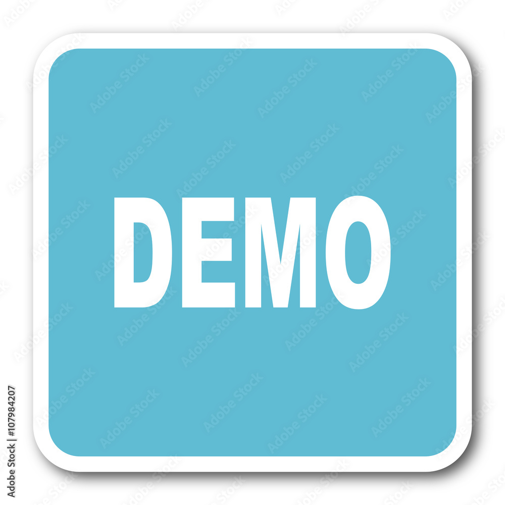 demo blue square internet flat design icon demo blue square internet flat design icon