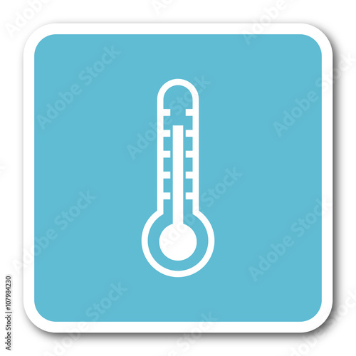 thermometer blue square internet flat design icon