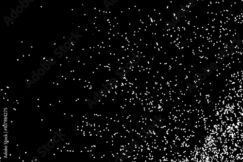 Falling snow on the black background. Magic night sky with stars pattern. Christmas Holiday mood background. New Year weather background.