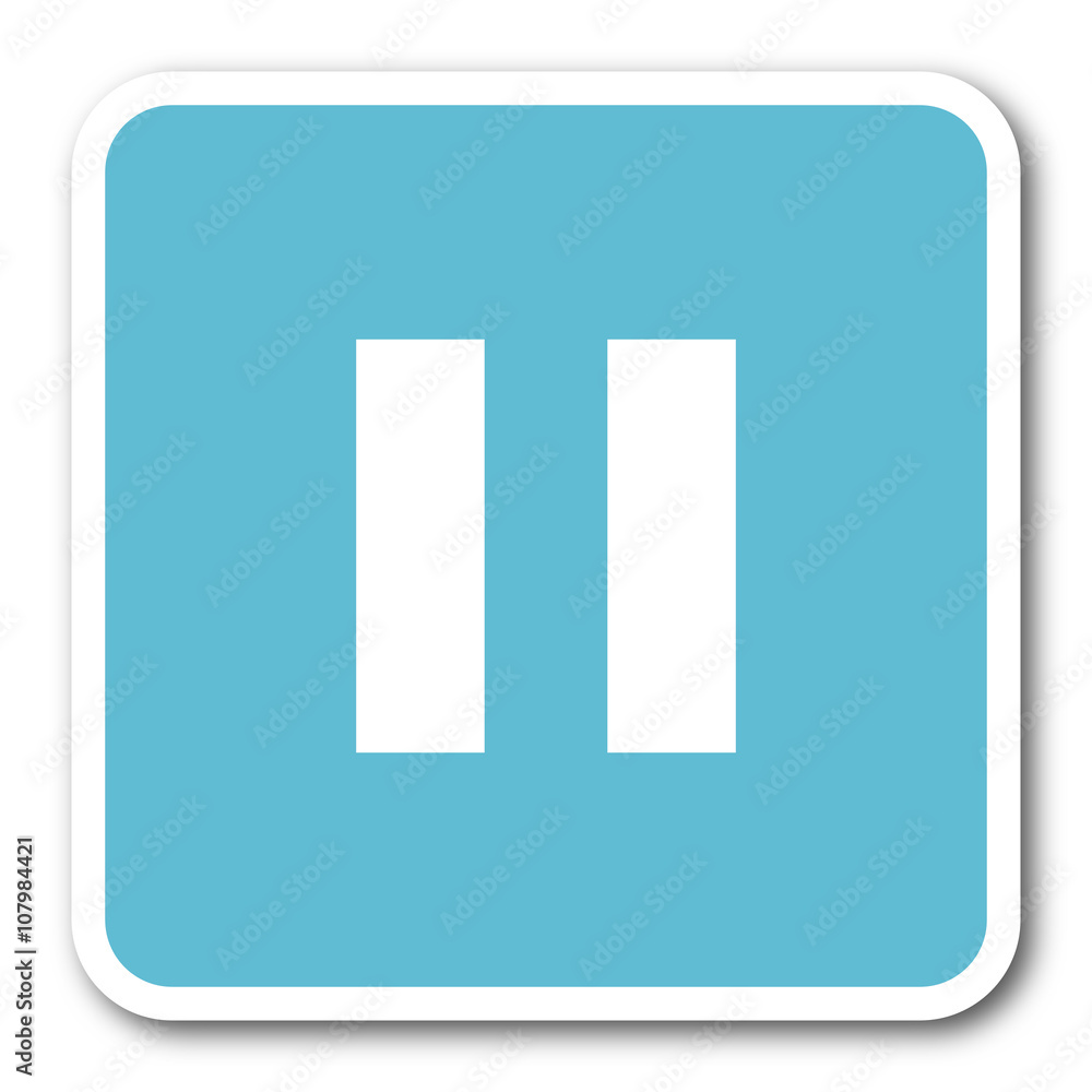 pause blue square internet flat design icon pause blue square internet flat design icon